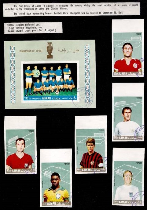 Ajman 1968 Soccer Champions Promotional Postal Announcement
