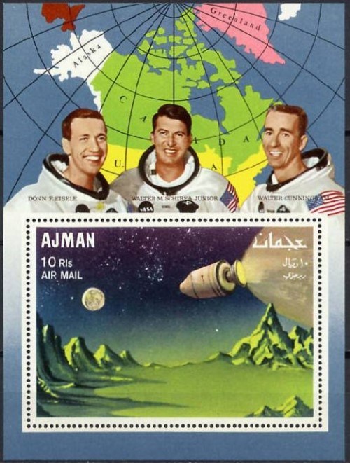 Ajman 1968 Space Exploration Apollo 7 Block 67 Souvenir Sheet