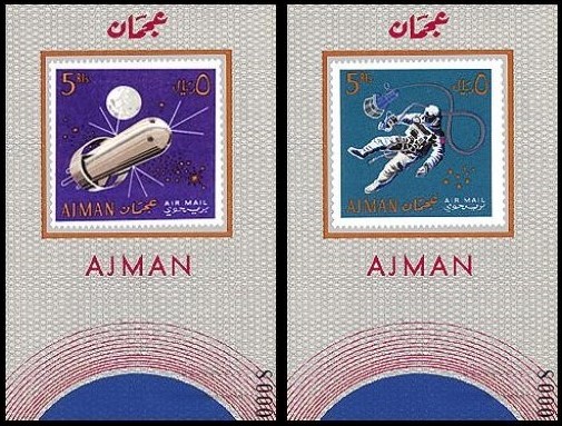 Ajman 1968 Space Research (Death in Space of Komarov and White) Block 36 and 37 Deluxe Sheetlets