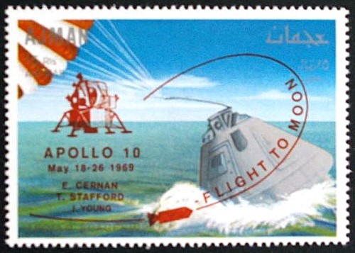Ajman 1969 Apollo 10 Overprinted Stamp