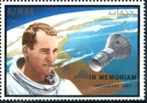 Ajman 1969 Edward White Memoriam Overprinted Stamp