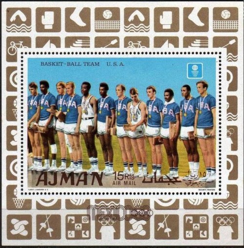 Ajman 1969 Olympic Gold Medal Winners Block 125 Souvenir Sheet