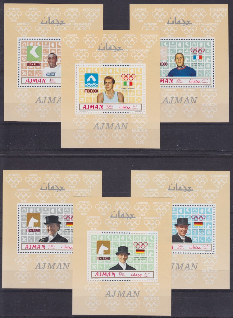 Ajman 1969 Olympic Gold Medal Winners Deluxe Sheetlets