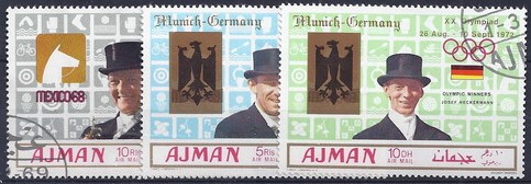 Ajman 1969 Olympic Winners Olympiad Overprinted Stamps