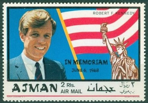 Ajman 1969 Robert Kennedy Memoriam Overprinted Stamp