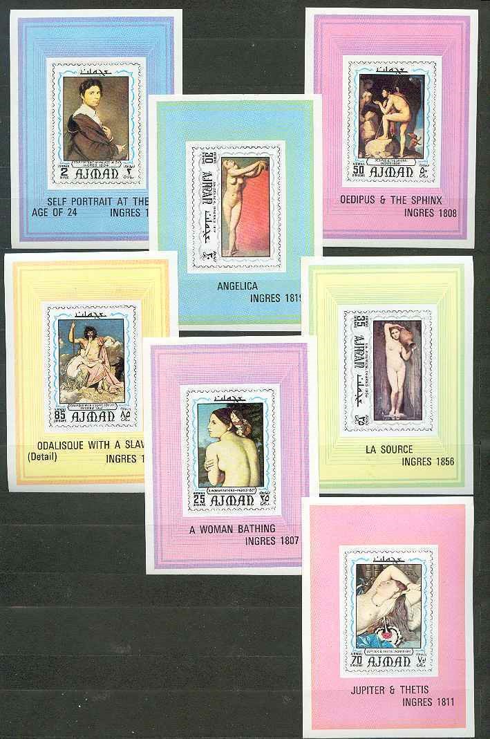 Ajman 1970 Paintings by Ingres Deluxe Sheetlet Set