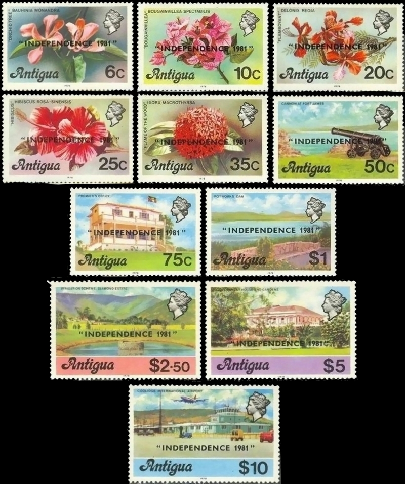 1981 Various 1976 Definitive Stamps with 1978 Imprint Overprinted INDEPENDENCE 1981