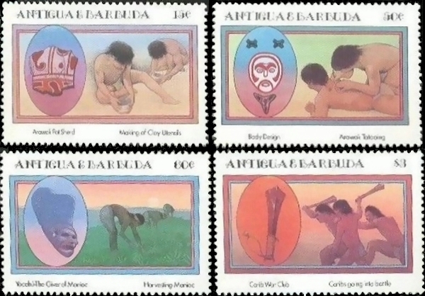 1985 Native American Artifacts and Traditional Scenes Stamps