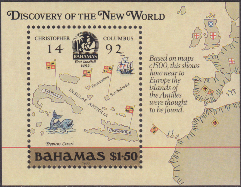 1988 500th Anniversary of the Discovery of America Christopher Columbus Souvenir Sheet