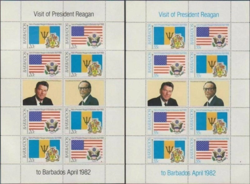 1982 Visit of President Ronald Reagan Mini Sheets