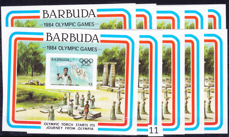 Barbuda 1984 Olympic Games Imperforate Souvenir Sheet Lot of 10 Forgeries