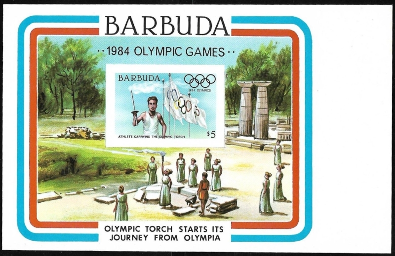 Barbuda 1984 Olympic Games Genuine Imperforate Stamp Souvenir Sheet from Master Color Proof Press Sheet