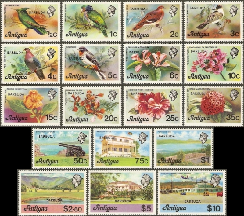 1977 Antigua 1976 Definitive Stamps Overprinted
