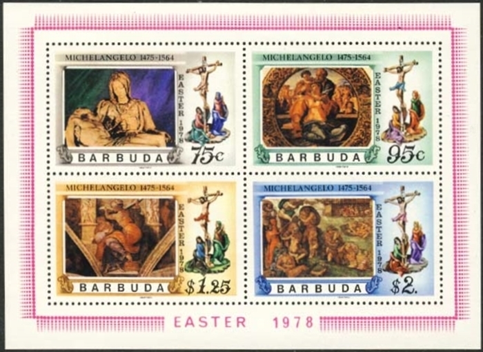 1978 Easter, Works of Michelangelo Souvenir Sheet