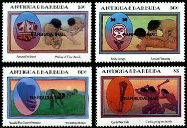 1985 Native American Artifacts and Traditional Scenes Stamps