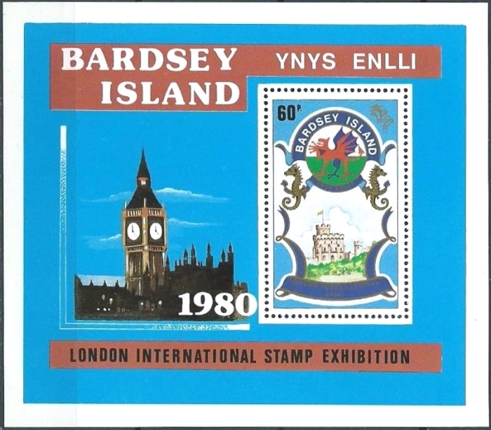 Bardsey Island 1980 London International Stamp Exhibition Castles Souvenir Sheet