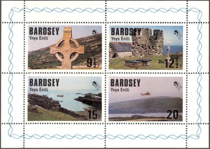 Bardsey Island 1980 Royal Visit Sheetlet of Carriage Labels