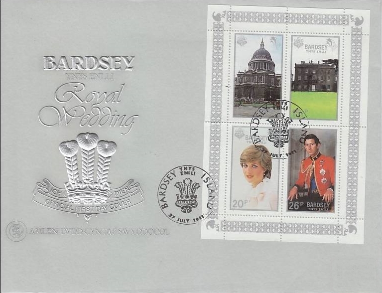 Bardsey Island 1981 Royal Wedding Sheetlet of Carriage Labels