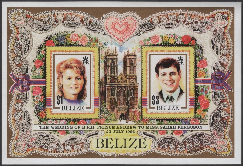 Belize 1986 Royal Wedding Imperforate Stamp Souvenir Sheet Forgery
