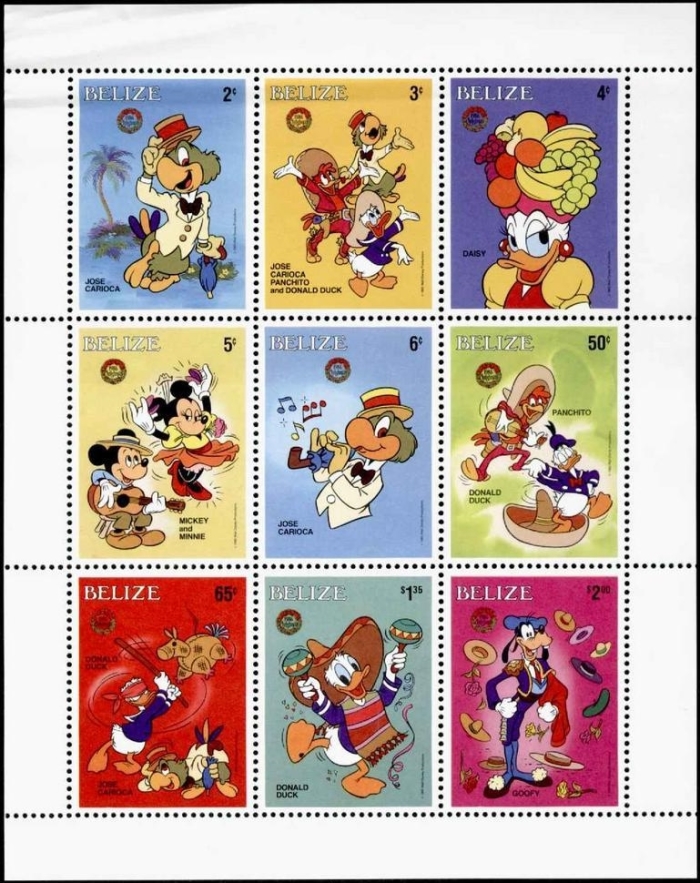 1986 Christmas, Disney Characters Sheetlet of 9
