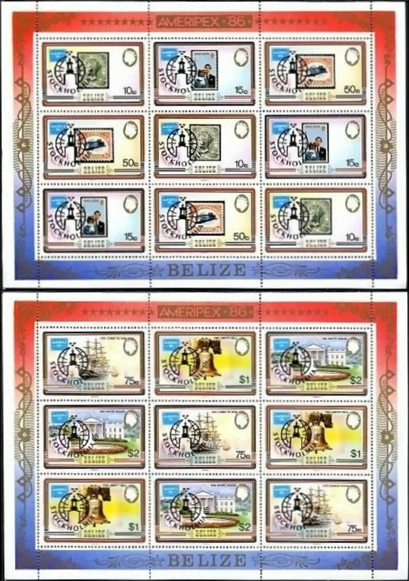 1986 'STOCKHOLMIA 86' International Stamp Exhibition, Sweden Sheetlets of 9