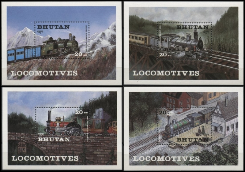 Bhutan 1984 Locomotives Souvenir Sheet