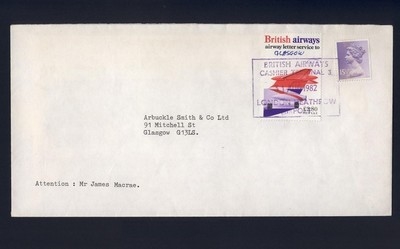 British Airways Letter Service 1982 5th Issue Private Carrier Stamp on Cover