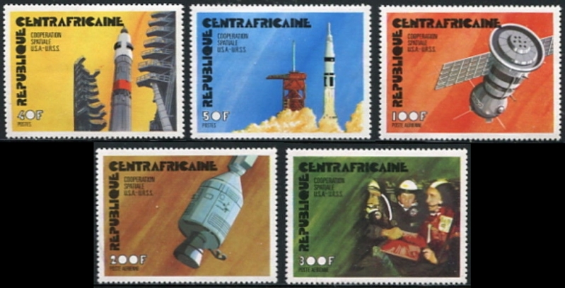 Central Africa 1976 Apollo Soyuz Space Test Project Stamps