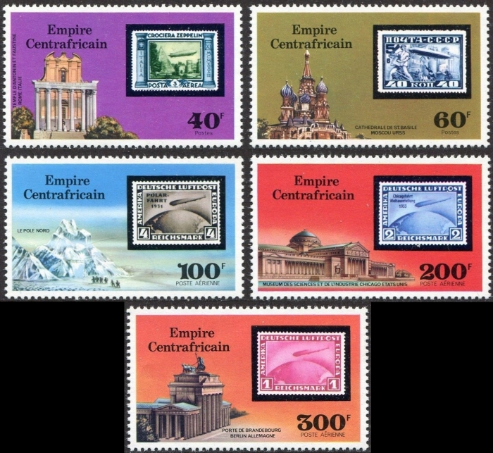 Central Africa 1977 75th Anniversary of the Zeppelin Stamps