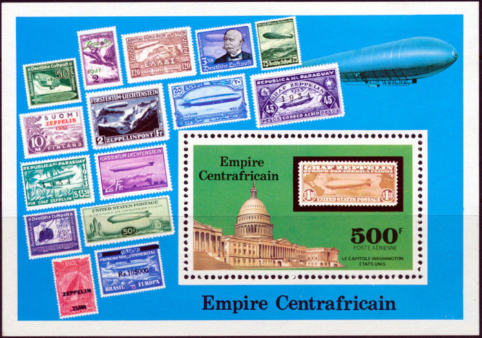 Central Africa 1977 75th Anniversary of the Zeppelin Souvenir Sheet