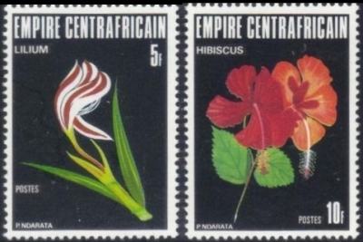 Central Africa 1977 Lilium and Hibiscus Flower Stamps