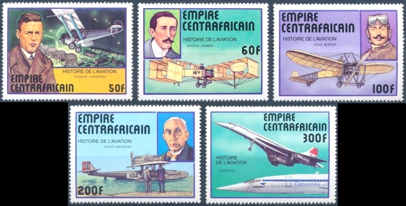 Central Africa 1977 History of Aviation, Famous Flyers Stamps