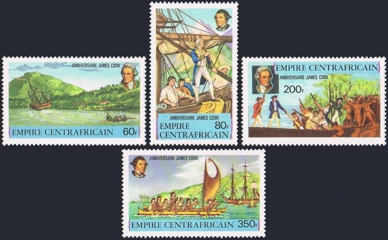 Central Africa 1978 Captain James Cook, Explorer Stamps