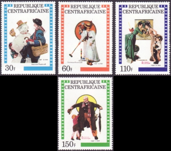 Central Africa 1982 Norman Rockwell Illustrations Stamps