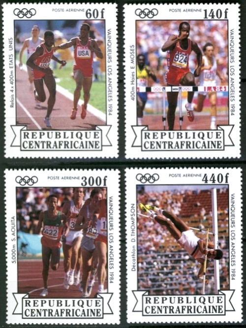 Central Africa 1985 Summer Olympic Winners Stamps