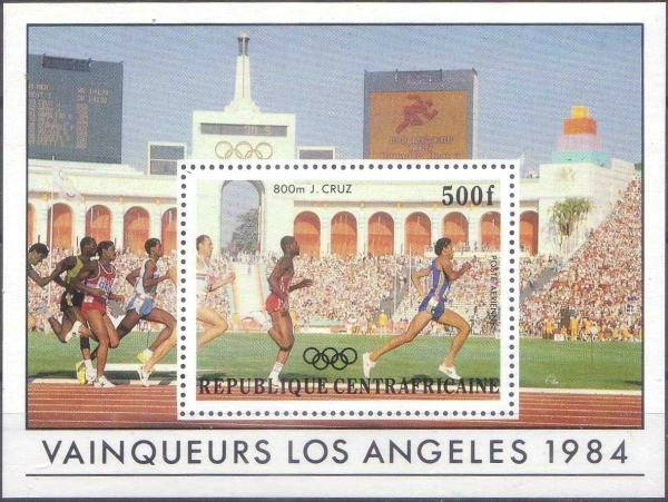 Central Africa 1985 Summer Olympic Winners Souvenir Sheet