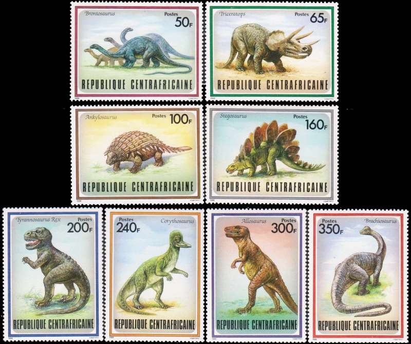 Central Africa 1988 Dinosaurs Stamps