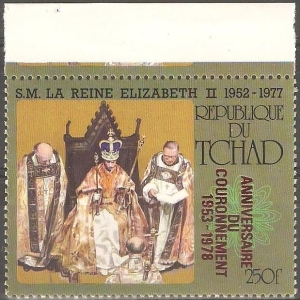 1978 25th Anniversary of the Coronation of Queen Elizabeth II Red Overprinted Stamp