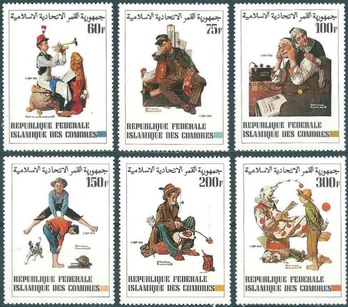Comoro Islands 1982 Norman Rockwell Paintings Stamps