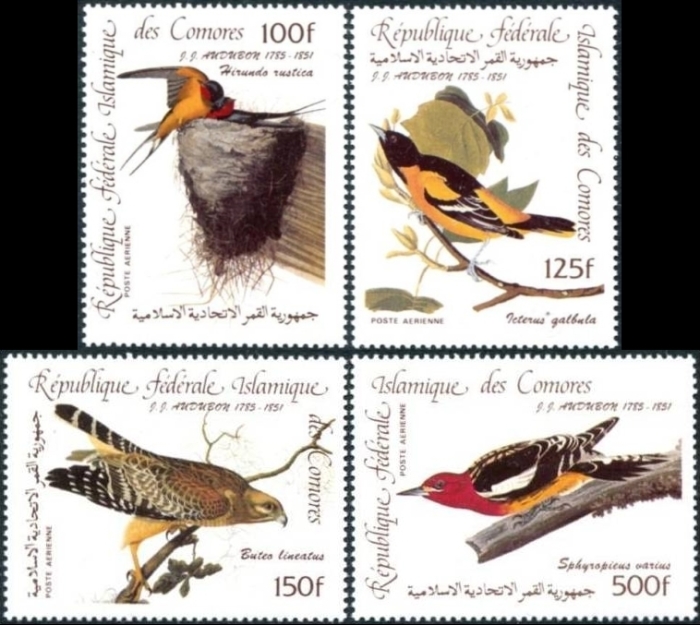 Comoro Islands 1985 Bicentenary of the Birth of John J. Audubon Birds Stamps