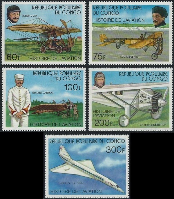 Congo 1977 History of Aviation Stamps