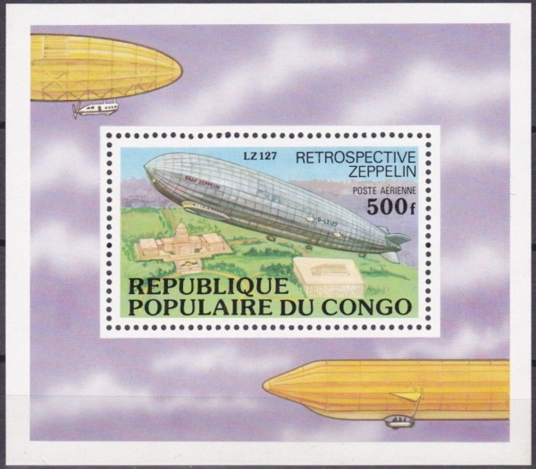 Congo 1977 History of the Zeppelin Souvenir Sheet