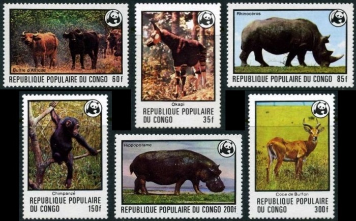 Congo 1978 Endangered Animals WWF Stamps