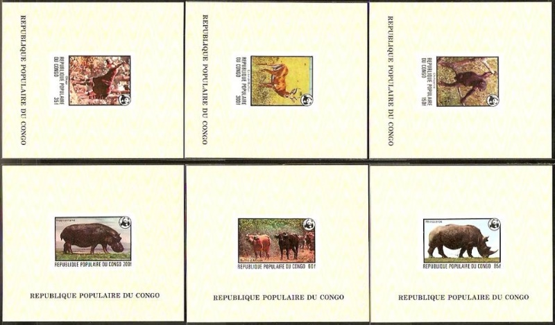 Congo 1978 Endangered Animals WWF Deluxe Sheetlet Set