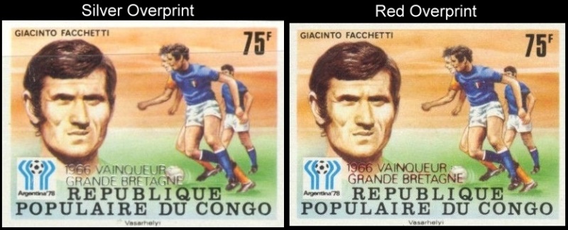 Congo 1978 11th World Cup Soccer Championship Winners Overprint Color Comparison
