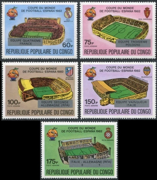Congo 1980 World Cup Soccer Championship Finalists, Spain (1982) Stamps