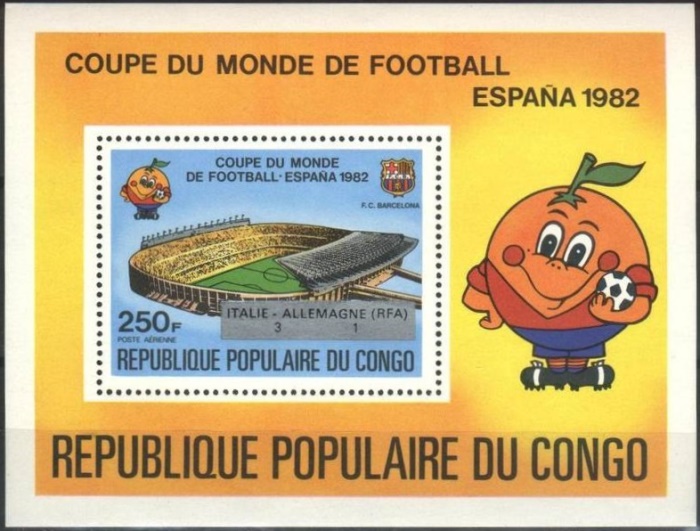 Congo 1980 World Cup Soccer Championship Finalists, Spain (1982) Souvenir Sheet