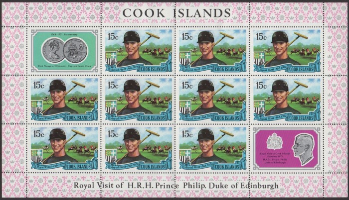1971 Royal Visit of Prince Philip, The Duke of Edinburgh 15c Sheetlet of 10 Plus 2 Labels