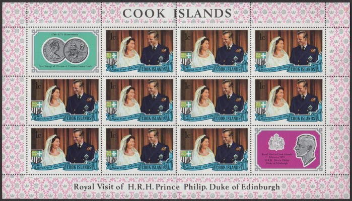 1971 Royal Visit of Prince Philip, The Duke of Edinburgh 1c Sheetlet of 10 Plus 2 Labels