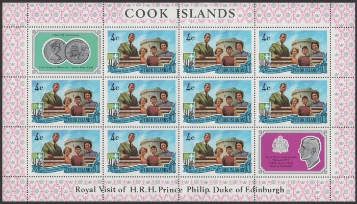 1971 Royal Visit of Prince Philip, The Duke of Edinburgh 4c Sheetlet of 10 Plus 2 Labels